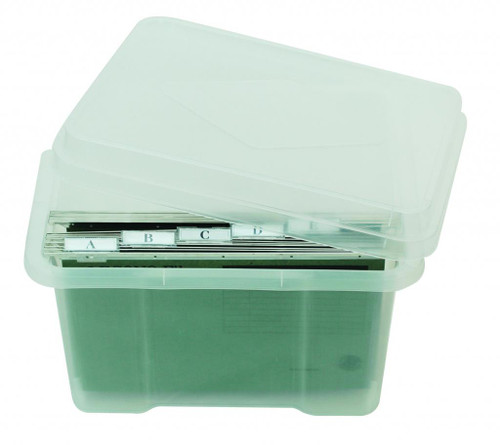 ITALPLAST 32 Litre Storage / File Box (Incl. Pack of 10 Files) - Clear Base / Clear Lid, Each