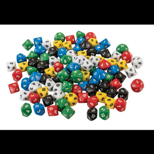 Dice 10 Face 1-10 Jar 100 Pieces