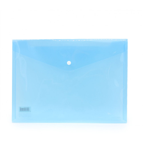 Deli Document Wallet Plastic A4 Button Closure Blue, Pack of 12