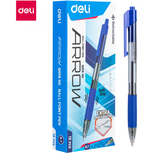 Arrow Retractable Ball Point Pen Blue .7mm Pack of 12