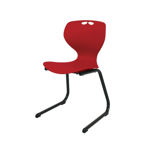 Roswell Chair 380H Plastic Red & Steel Reverse Cantilever Frame Black