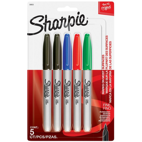 Sharpie Fine Point Permanent Marker Business Assorted - Pack of 5