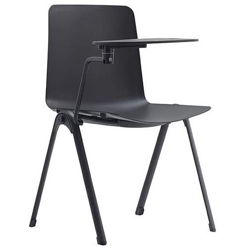 Aria Hospitality Chair in Black Plastic with Tablet Arm