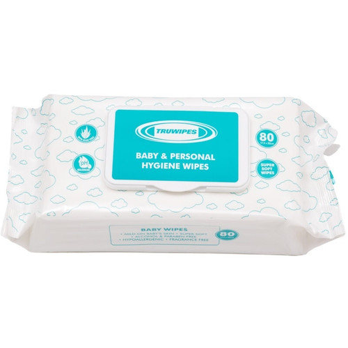 BABY & PERSONAL HYGIENE WIPES 17.5 x 20CM, 80 WIPES WITH ALOE VERA