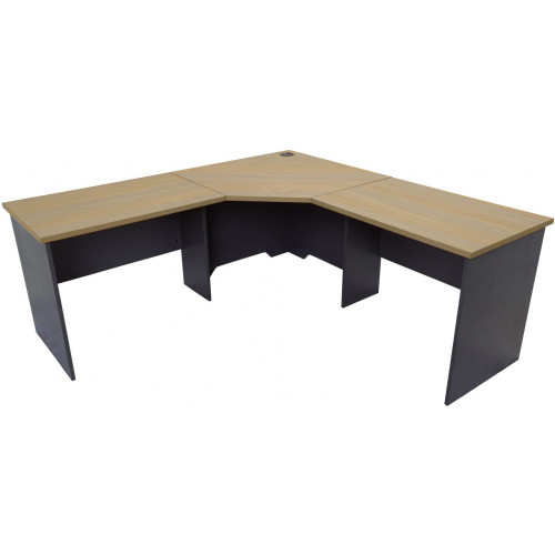 FURNX OPEN CORNER WORKSTATION 3 PIECE 1800(W) x 1800(W) x 600(D) x 730(H)mm NATURAL OAK / IRONSTONE