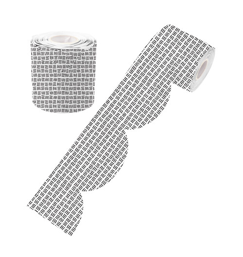 Black and White Lines Rolled Scalloped Border
