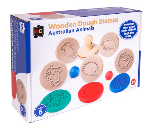 Eductaional Colours Wooden Dough Stamps - Animals