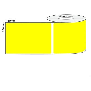 Thermal Direct Yellow 100 x 150mm 40mm Core Perforated, Roll of 350 Labels