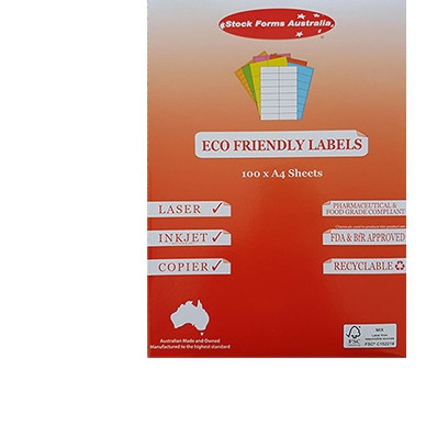 A4 LASER LABELS GLOSS 90MM X 295MM PACK OF 100 SHEETS