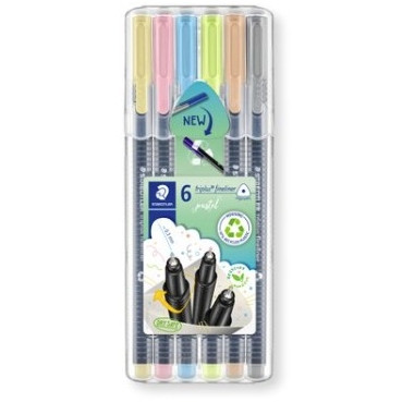 Staedtler 334 SB6 PA Triplus Fineliner, Wallet of 6 Assorted Pastel Colours