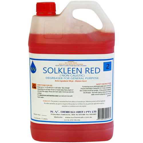 Solkleen Red Non-Caustic Degreaser for General Purpose 5L, Each