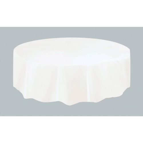 Bright White Unique Plastic Table Cover Round 213cm Diameter (84")