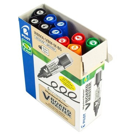 PILOT BegreeN V Board Master Whiteboard Marker Bullet Tip Assorted Pack of 10 (WBMA-VBM-M-BG)