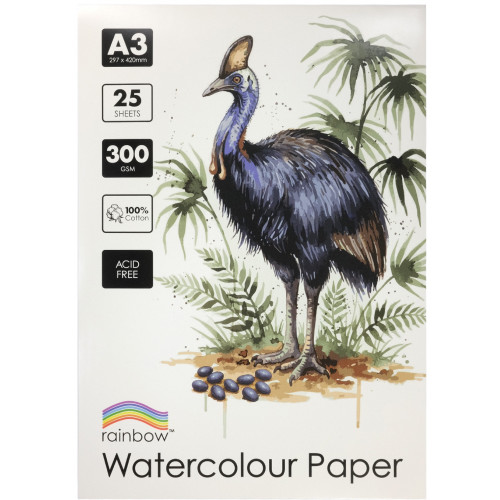 Rainbow Cotton Watercolour Pad 300gsm A3 25 Sheets