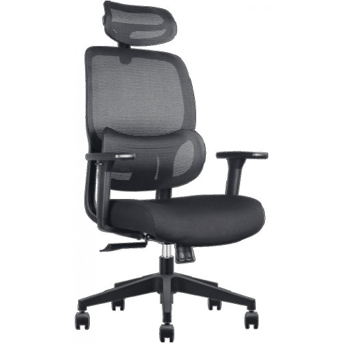YS Design Romeo High Mesh Back Adjustable Seat Height Chair with Headrest - Black, Each