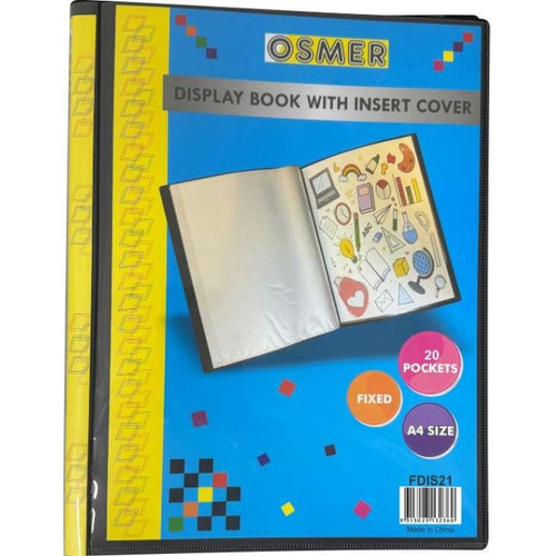 DISPLAY BOOK FIXED 20 POCKET - A4 - WITH INSERT COVER & SPINE - BLUE