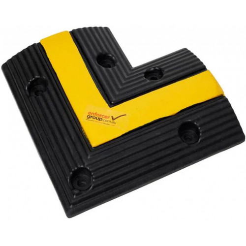 Rubber Floor Bunding (Black and Safety Yellow) Corner Section 300 (L) x 200 (W) x 40mm (H), Each