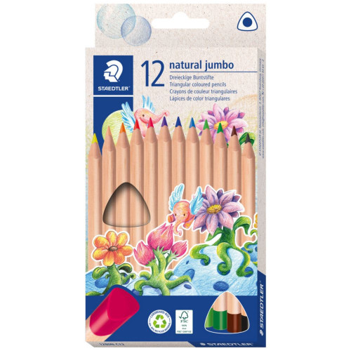 Staedtler 1280N C12 Natural Jumbo Triangular Colour Pencils Assorted Pack of 12