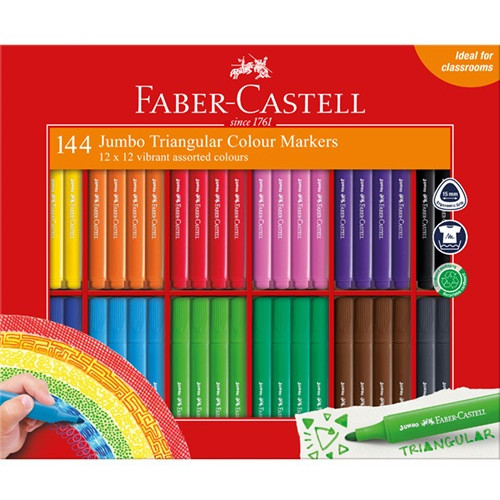 Faber Jumbo Project Markers Class Pack of 144 (12 colours x 12 markers)