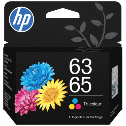 HP 63/65 Tri-color Original Ink Cartridge (B7RT2AA) Yield 120 Pages, Each