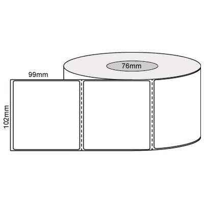 Thermal Direct Labels 102mm x 99mm 76mm Core 1750 Labels per Roll, Carton of 4 Rolls
