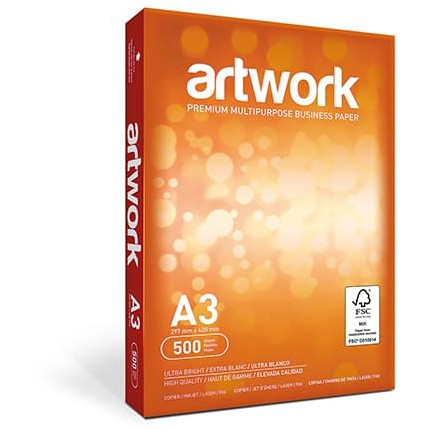Artwork A3 Copy Paper 500 Sheet Ream 160 CIE 75gsm FSC Certified