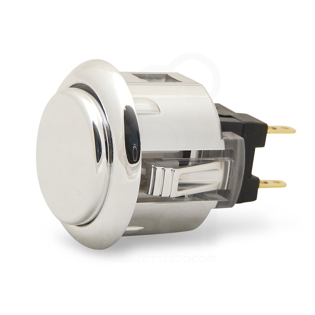 Sanwa OBSJ 24mm Pushbutton Metallic Silver - Focus Attack