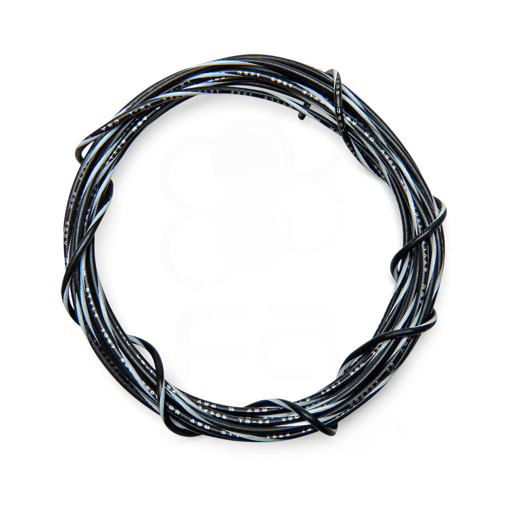 22 AWG Wire By-The-Foot: Black/White Stripe - Focus Attack