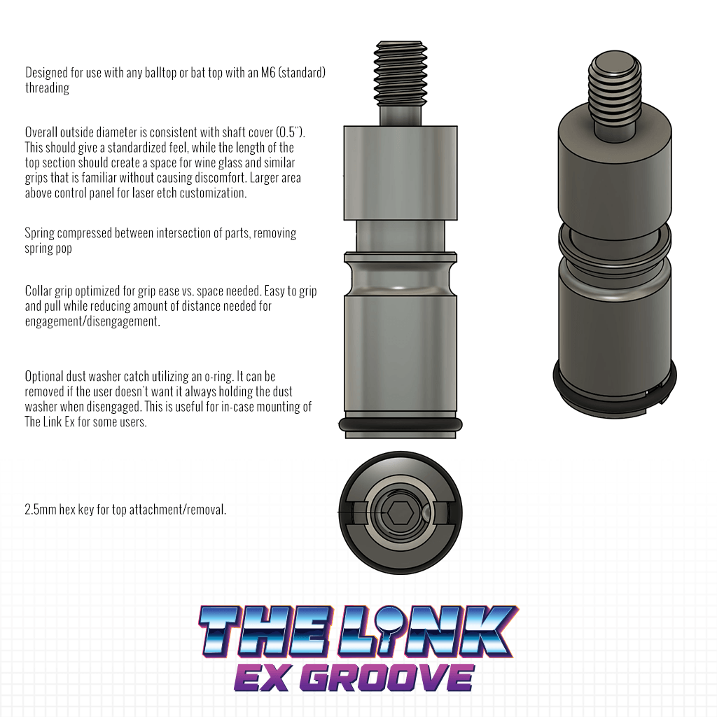 Phreakmods EX-Groove Link Quick Release Shaft for Sanwa JLX and