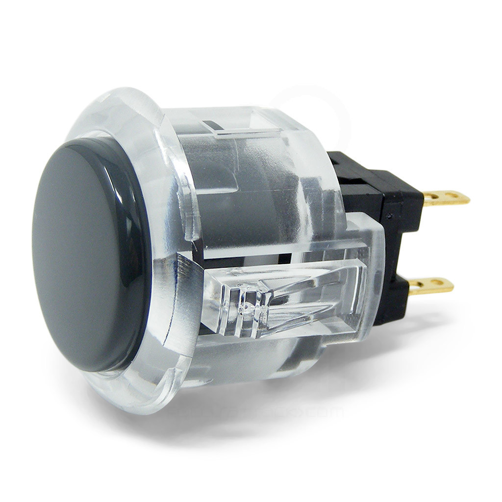 Sanwa OBSC 24mm Pushbutton Clear Rim/Solid Plunger - Dark Hai