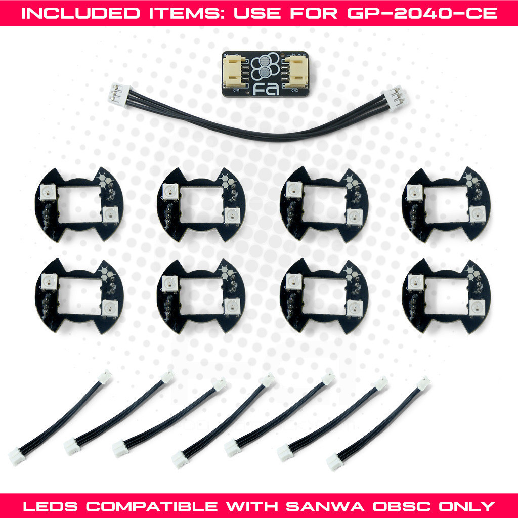 FA 30mm Button RGB LED 8 Pak for GP2040-CE - Focus Attack