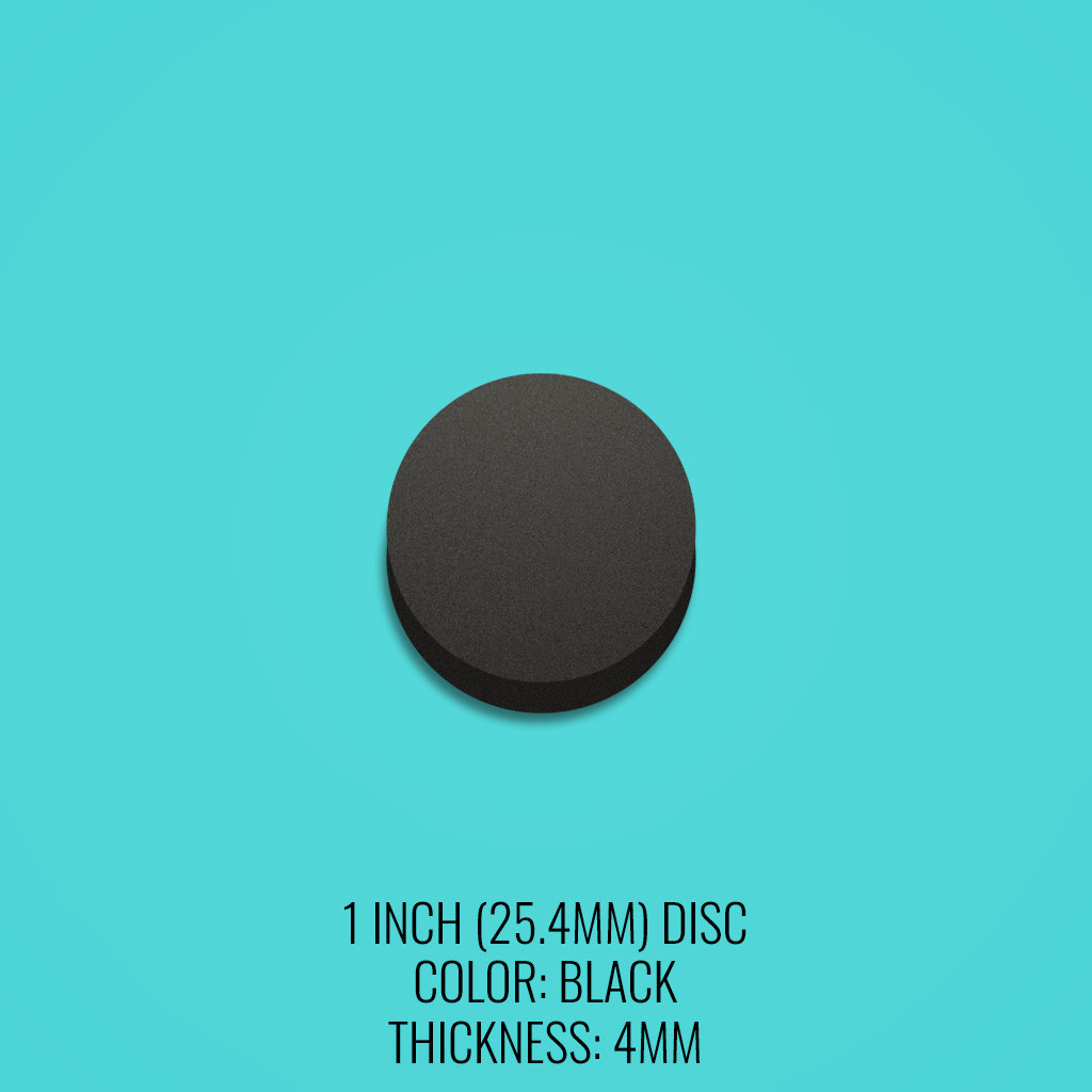 Non-Slip 1 Inch Foam Disc with Adhesive Backing - Black 4mm - Focus Attack