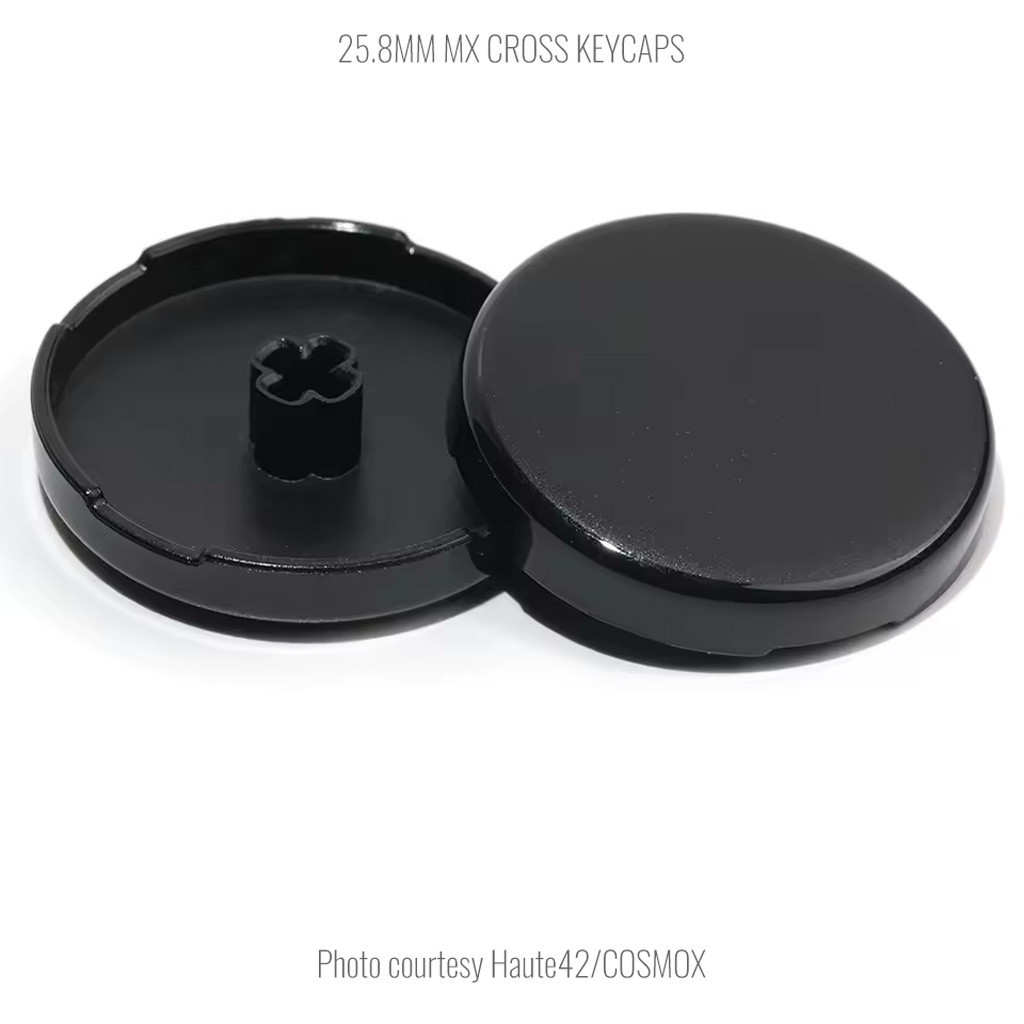 Official Haute42 MX Solid Cross Keycaps: 25.8mm: Black - Focus Attack