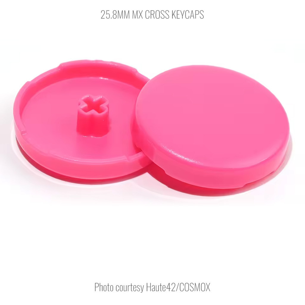 Official Haute42 MX Solid Cross Keycaps: 25.8mm: Pink - Focus Attack