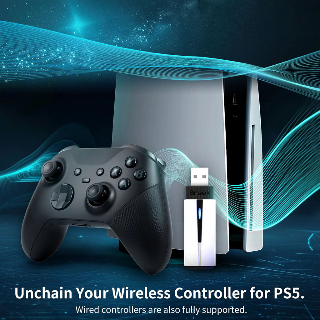 Brook Wingman P5 Wired/Wireless Controller to Native PS4, PS5