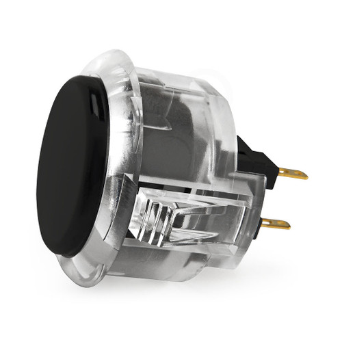 Sanwa OBSC 30mm Pushbutton Clear Rim/Solid Plunger Black