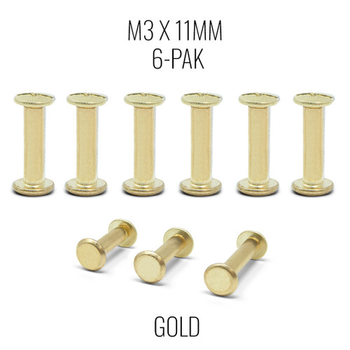 M3x10mm Chicago Bolt and Screw for Haute42 B16 - Gold (6 Pak)
