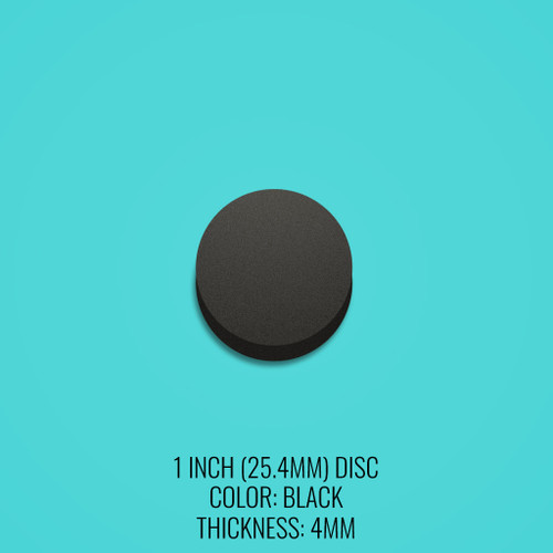 Non-Slip 1 Inch Foam Disc with Adhesive Backing - Black 4mm