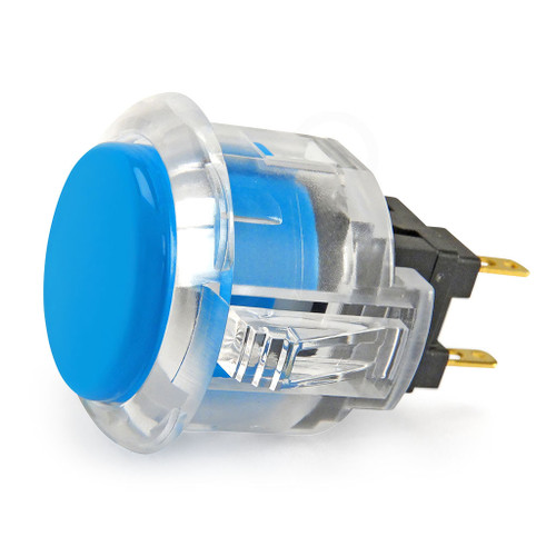 Sanwa OBSC 24mm Pushbutton Clear Rim/Solid Plunger - Light Blue