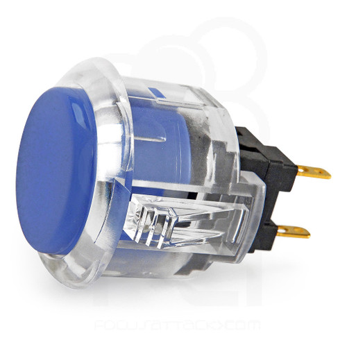Sanwa OBSC 24mm Pushbutton Clear Rim/Solid Plunger - Dark Blue