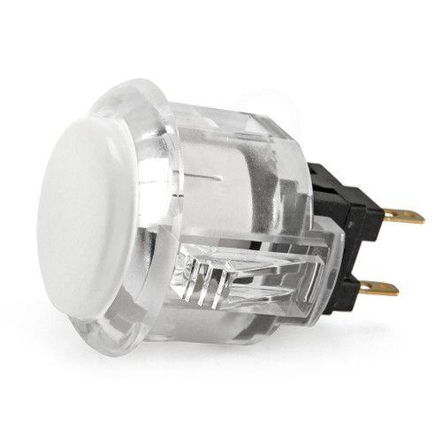 Sanwa OBSC 24mm Pushbutton Clear Rim/Solid Plunger - White