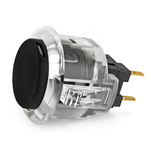 Sanwa OBSC 24mm Pushbutton Clear Rim/Solid Plunger - Black