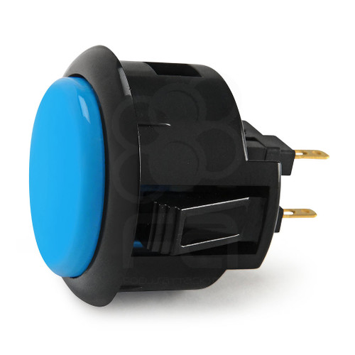 Black Rim Sanwa OBSF 30mm Pushbutton Light Blue / Black