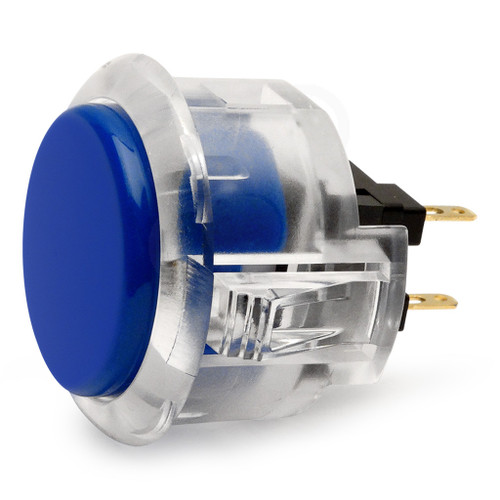 Sanwa OBSC 30mm Pushbutton Clear Rim/Solid Plunger Marine Blue
