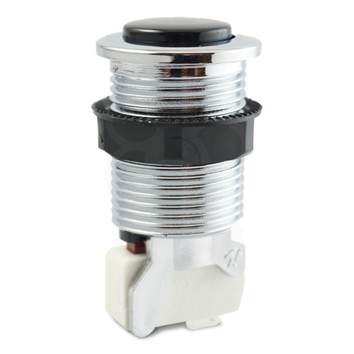 IL PSL-LCV Convex Long Stem Pushbutton - Chrome with Black Plunger