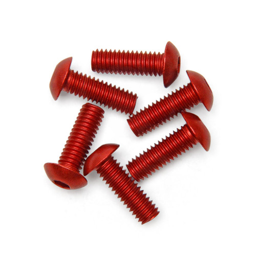 M4x12mm Hex Plexiglass Screws (Set of 6) - Anodized Red