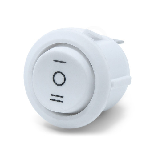 Mini Round 3-Pin SPDT ON-OFF-ON Rocker Switch - White