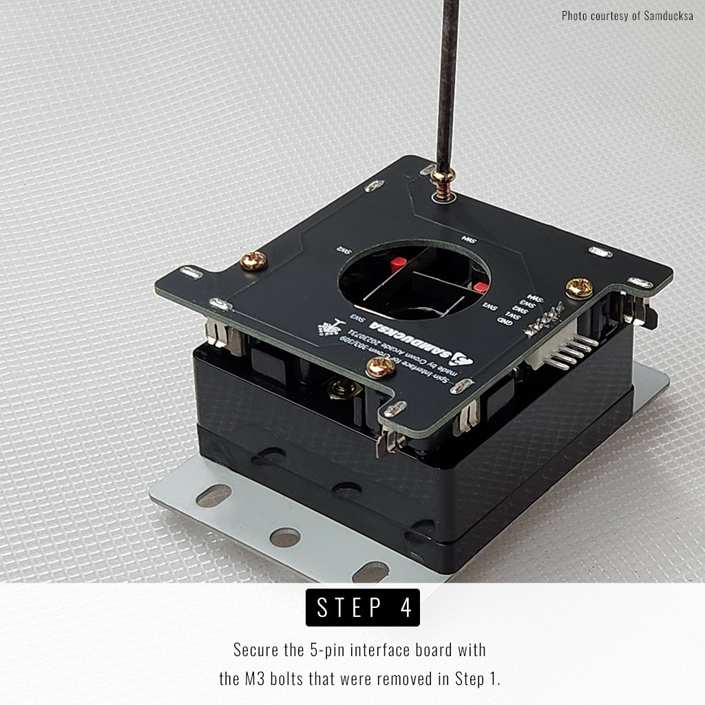 STEP 4: Secure the 5-pin interface board with  the M3 bolts that were removed in Step 1.