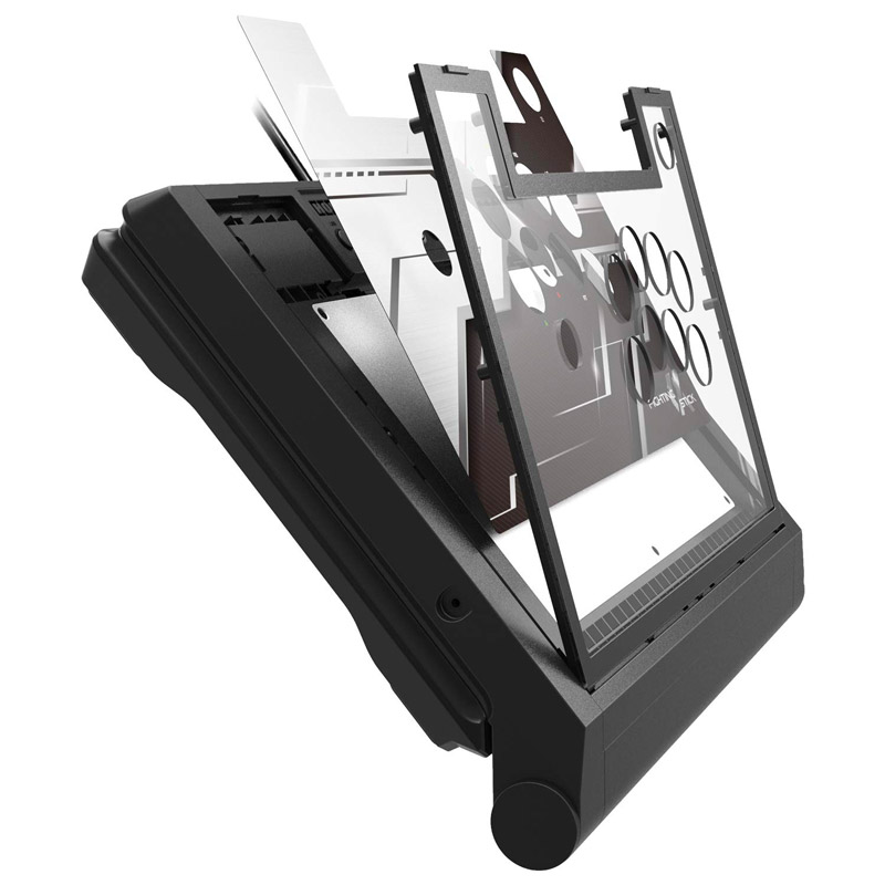 Hori Alpha has its own panel. Once buttons are removed and joystick lever shaft lifted, you can replace the original artwork with your custom artwork.