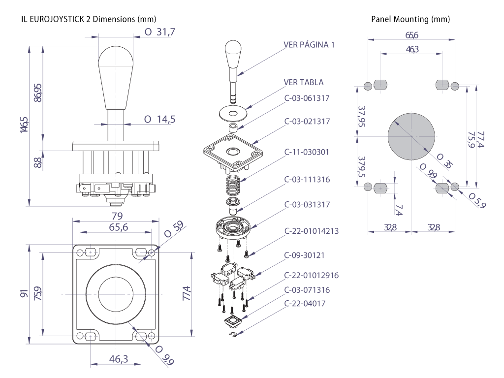 Industrias Lorenzo Euro Joystick Part Breakdown